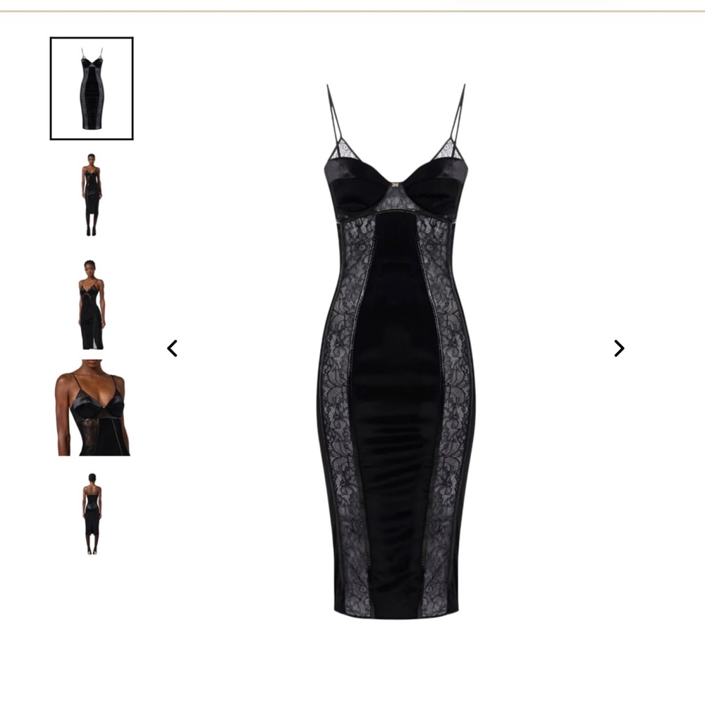 Elisabetta Franchi NWT black velvet and lace corset dress Size XS/S/38